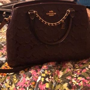 Coach embossed oxblood hobo